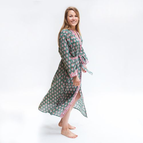 Long ankle length cotton robe