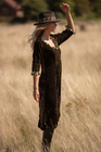 Silk Velvet Karen Dress in Forest Green