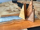 Trio of English hardwood contemporary Christmas Trees