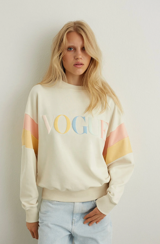 VOGUE Retro Sport Sweatshirt | Ivory Pastel Rainbow