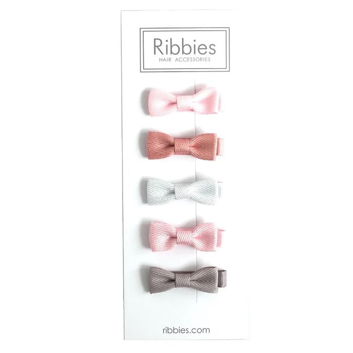 Set Of 5 Baby Bows - Pastel And Glitter
