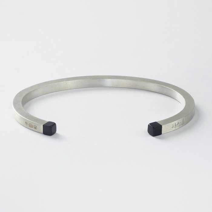 Silver Square Cuffs with Stone Tips