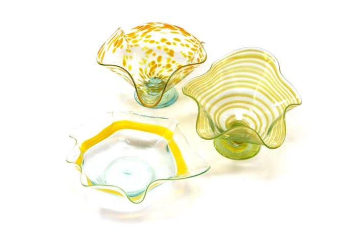 Kitengela Glass frilly yellow bowls