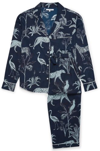 Women's Organic Cotton Pyjama Trouser Set - Navy Botanical Jungle