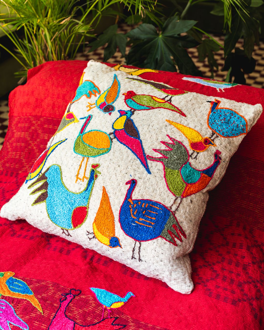 “Birds” Large Cushion Co-created By Designer Renato Imbroisi, 58 cm x 58 cm