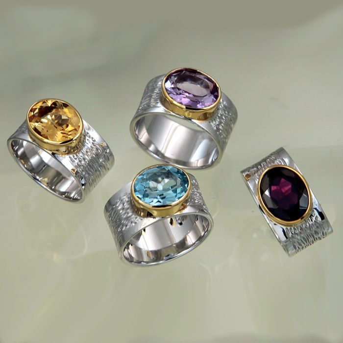 Garbo Gemstone Ring in Silver and Gold
