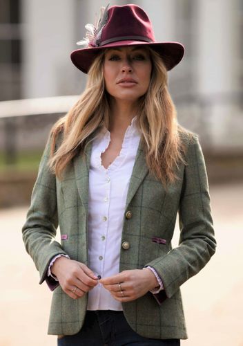 Emmy Green Check Jacket & Maroon Fedora Hat