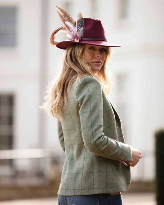 Emmy Green Check Jacket & Maroon Fedora Hat