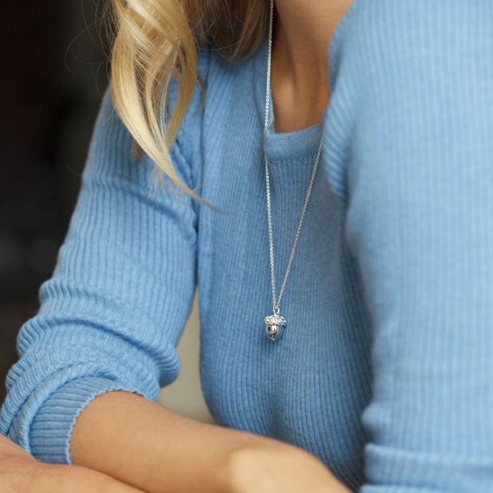 Love in a Nutshell Silver Acorn Pendant