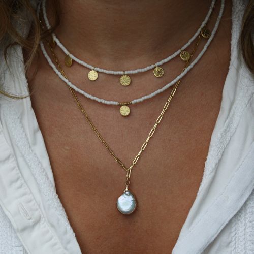 Beaded Coin Necklace Stack