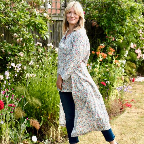 Long cotton robe made with Liberty Fabric