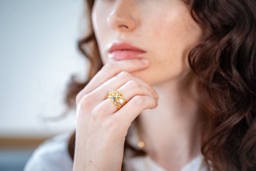 Liana Ring - Precious Gemstones Set In 18ct Gold vermeil