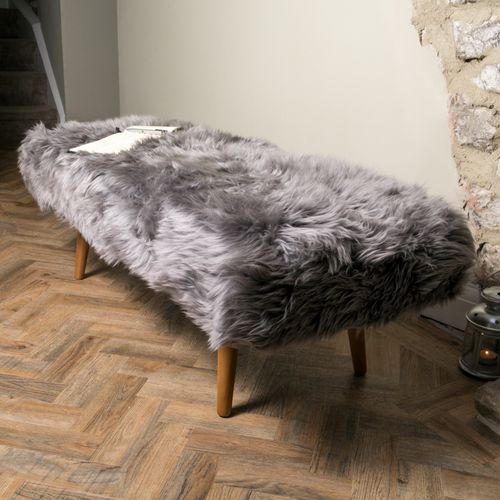 Shearling Sheepskin Grey Bench Seat