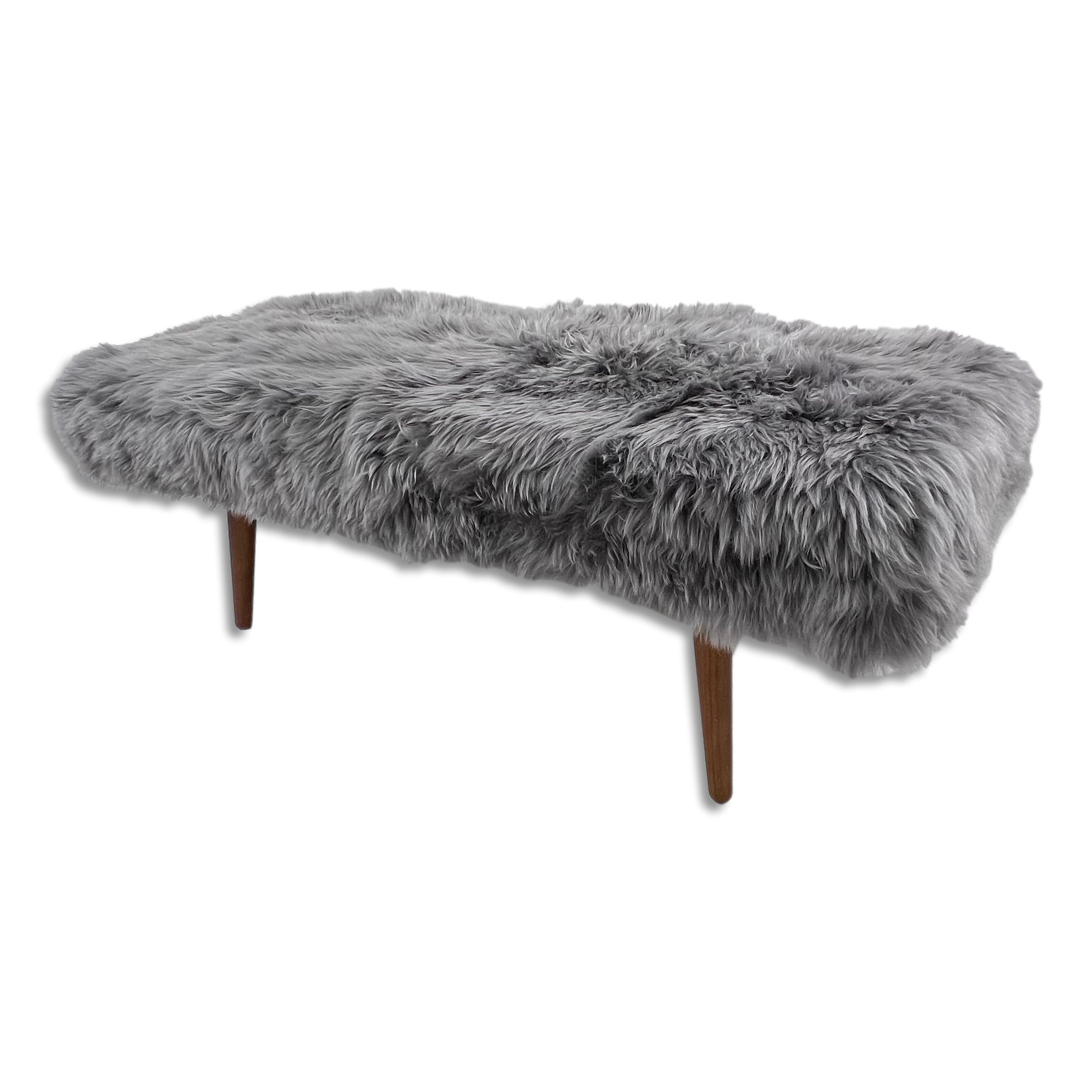 Shearling Sheepskin Grey Bench Seat