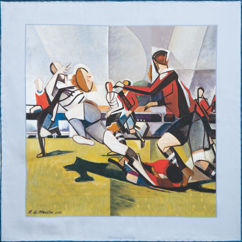'The (Rugby) Football Match' in blue, green & red