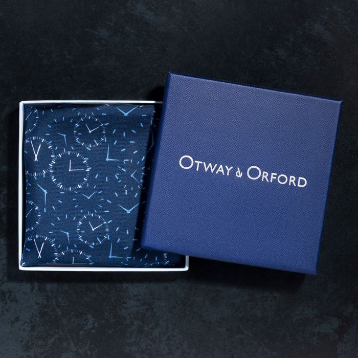 'Chronos' in navy blue with pale blue & off-white