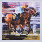 'Neck and Neck' in purple, green & brown