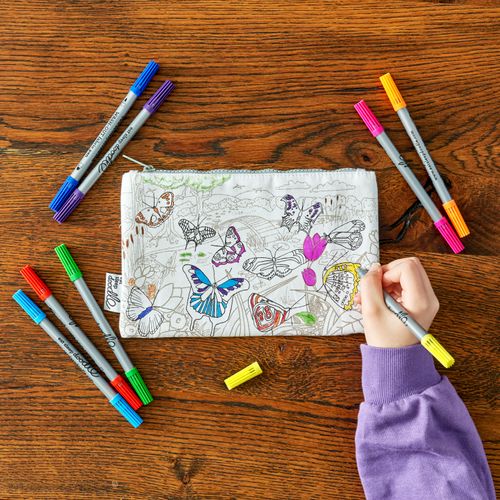 colour-in butterfly pencil case