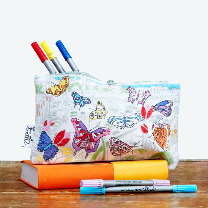 colour-in butterfly pencil case