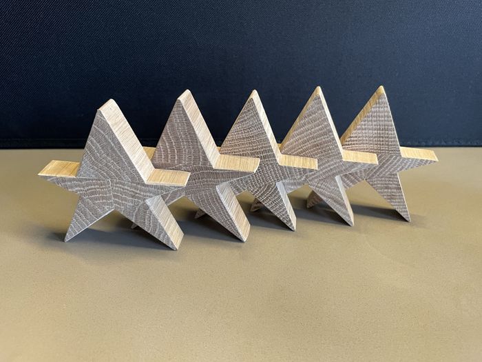 Set of  5 Wooden Star Decorations