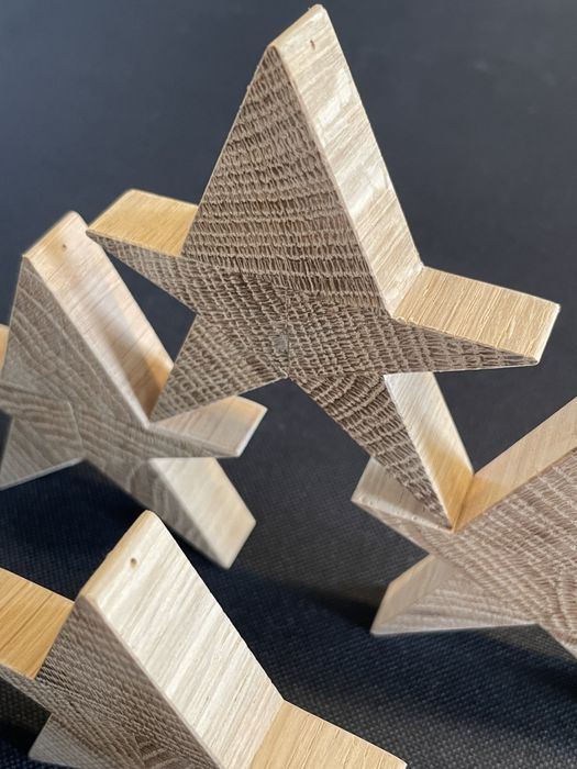 Set of  5 Wooden Star Decorations