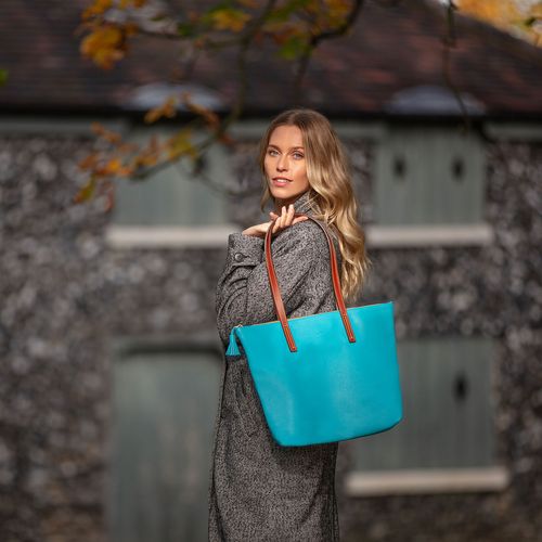 Turquoise London Shopper Tote Bag - Medium Size