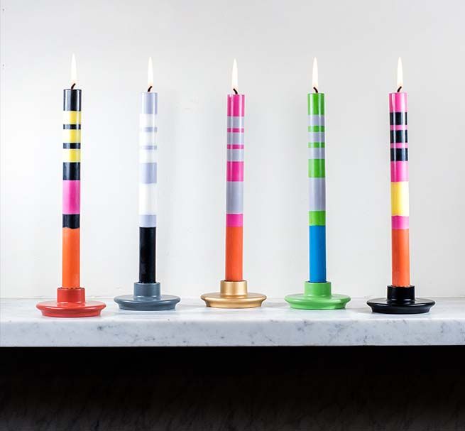 Striped Dinner Candles