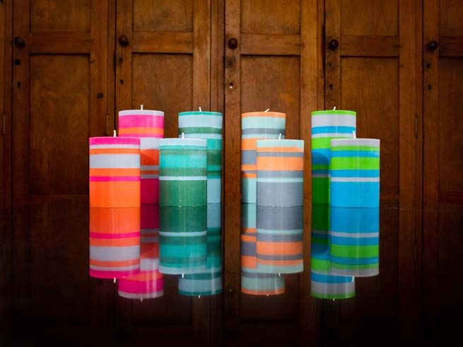 Striped and Solid Pillar Candles