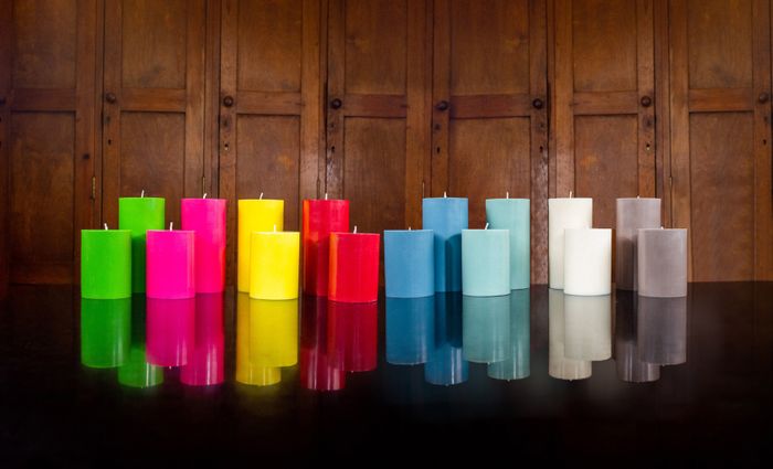 Striped and Solid Pillar Candles