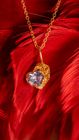 Blue Spinel/Ruby Heart Pendant Necklace