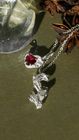 Blue Spinel/Ruby Heart Pendant Necklace