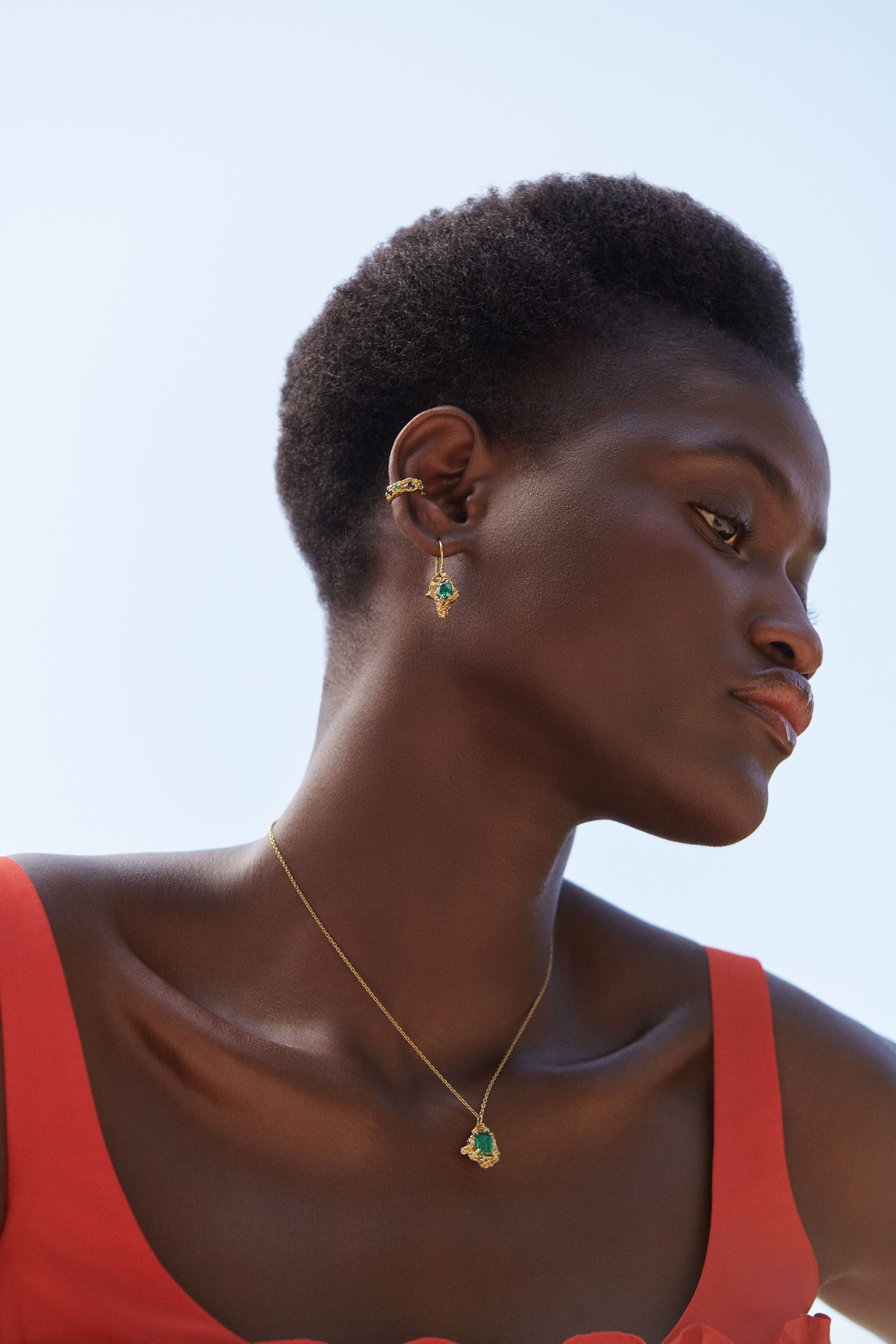 Leana Recycled Silver Necklace (Available with Emerald or Sapphire in Gold or Silver)