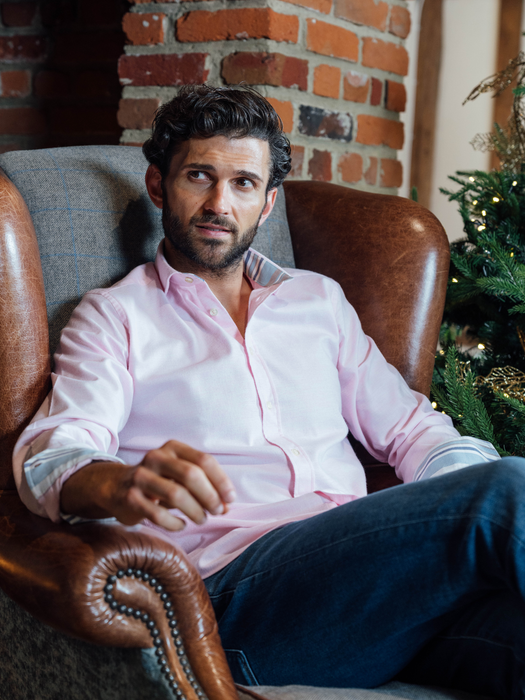 Pink Cotton-Cashmere Shirt - Kenyan Kikoy Detailing