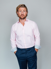 Pink Cotton-Cashmere Shirt - Kenyan Kikoy Detailing