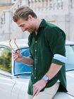 Pine Green Cord Shirt with Kenyan Kikoy Detailing