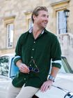 Pine Green Cord Shirt with Kenyan Kikoy Detailing