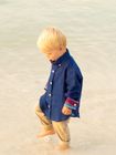 Boys Royal Blue Linen Shirt - Kenyan Kikoy Fabric detailing