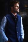 Velvet Nehru Gilet in Navy