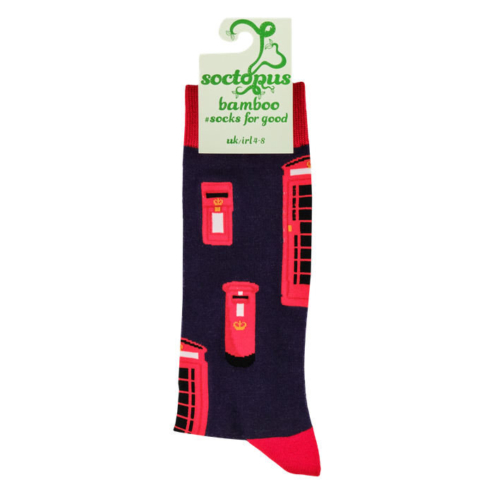 Red Boxes Bamboo Socks