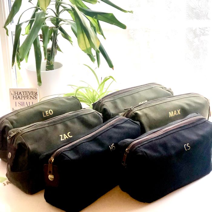 Personalised Waxed Canvas Washbag / Duffel bag