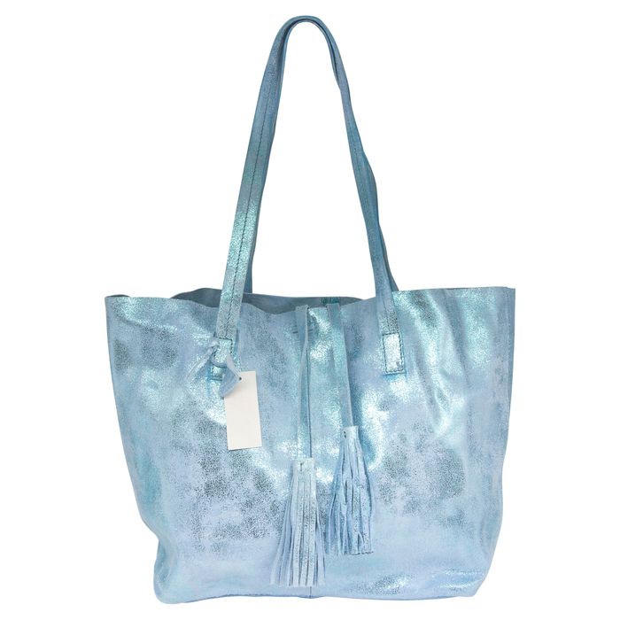 Metallic Leather Tote and Clutch Bags