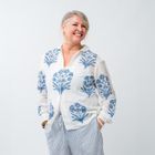 Hand printed cotton silk blouse