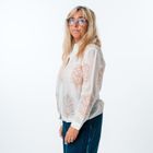 Hand printed cotton silk blouse