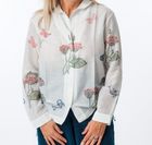 Hand printed cotton silk blouse