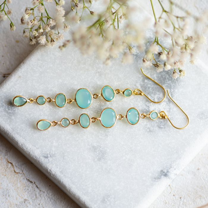 Cascade earrings in Aqua Chalcedony