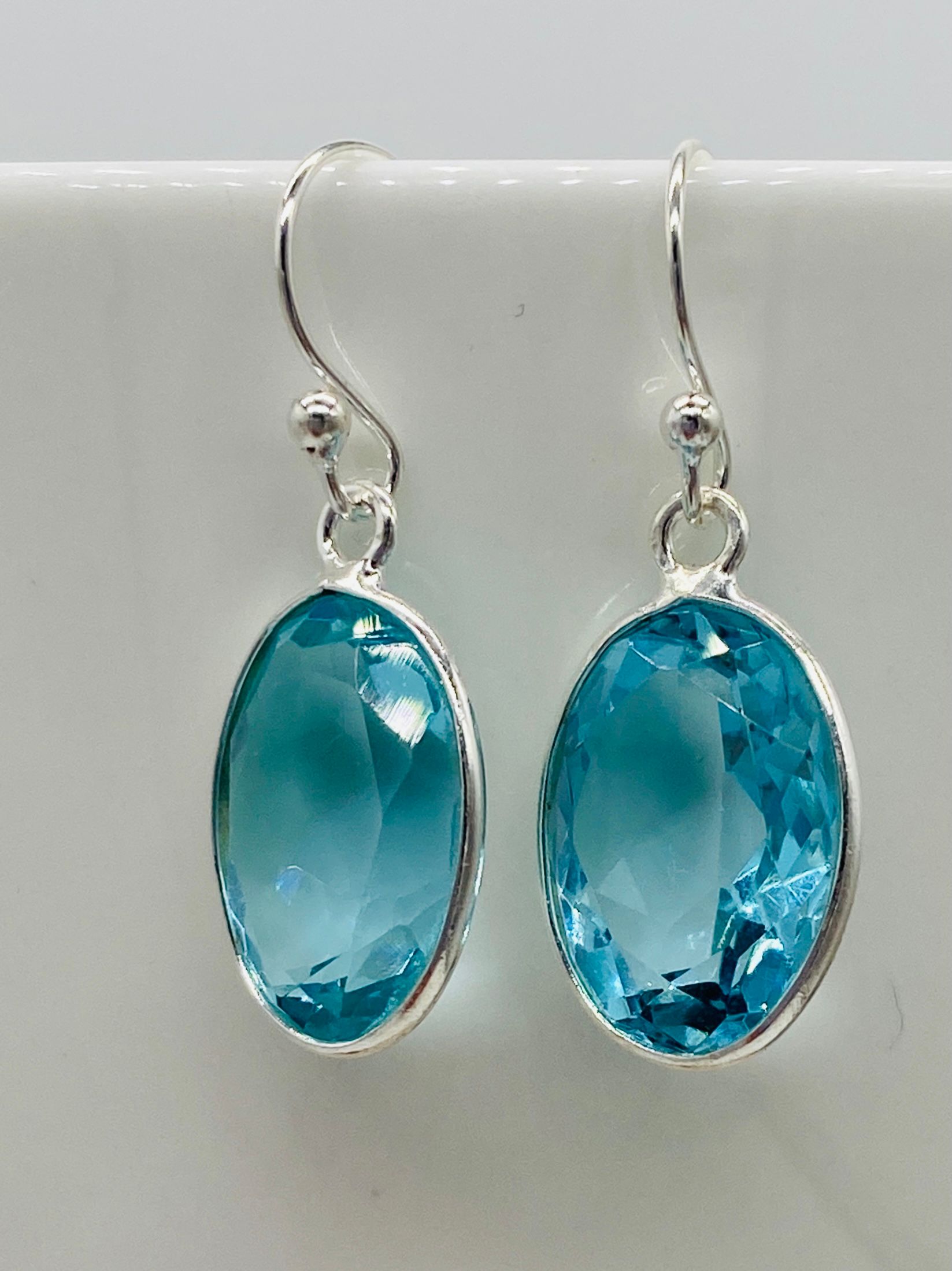 Blue Topaz cut stone Earrings