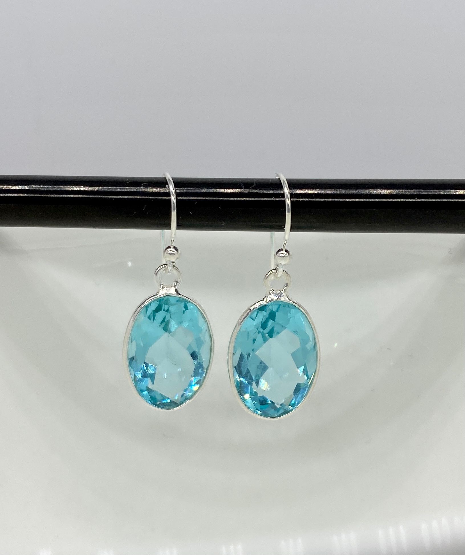 Blue Topaz cut stone Earrings