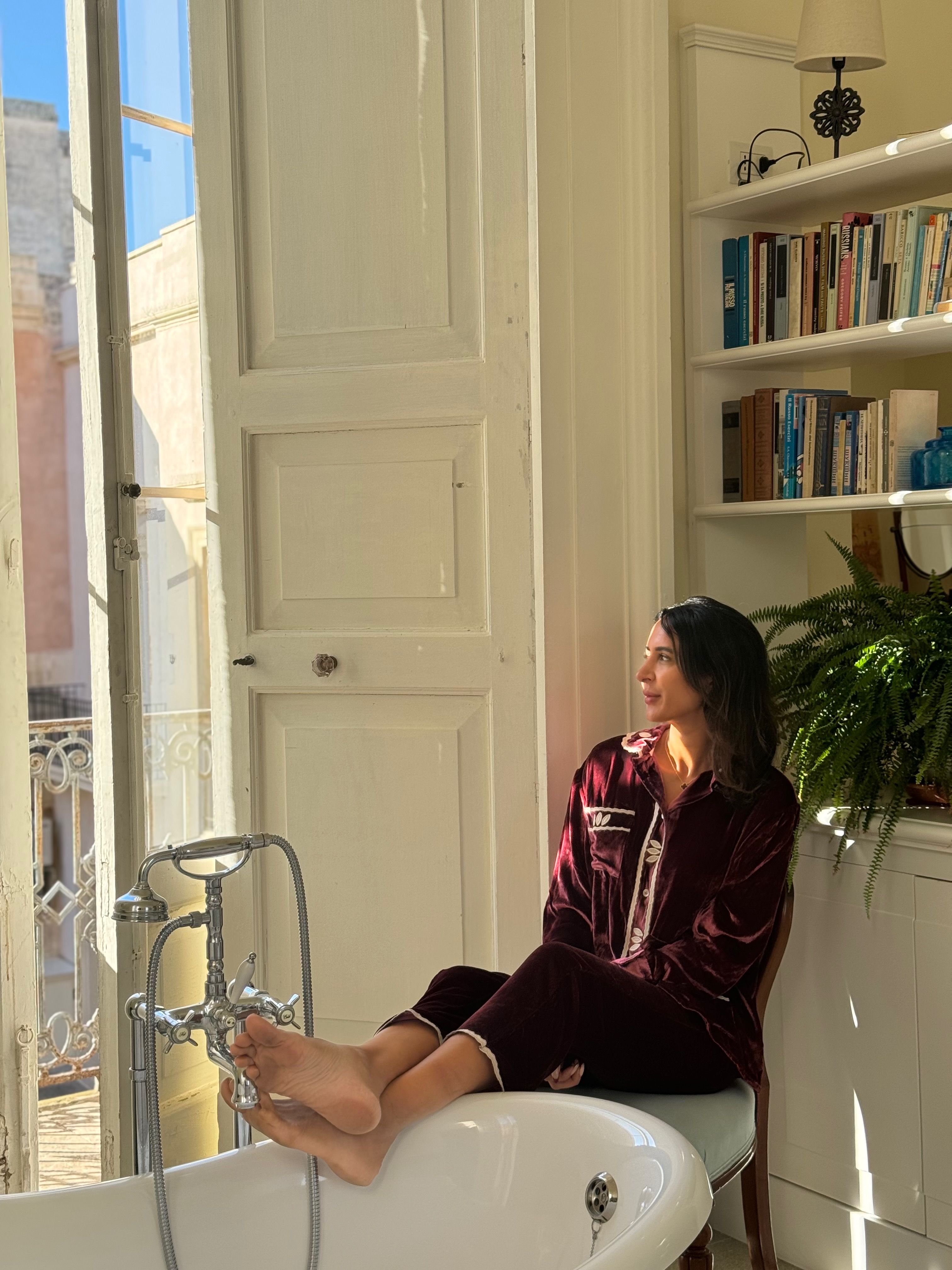 Bordeaux Silk Velvet PJs