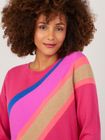 Edie Pink Cabaret Rainbow Stripe Cashmere Jumper