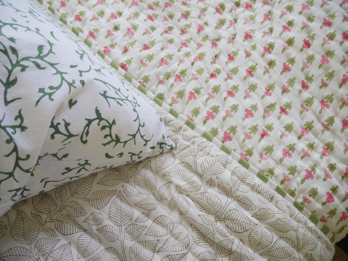 LEAF hand block printed Quilt